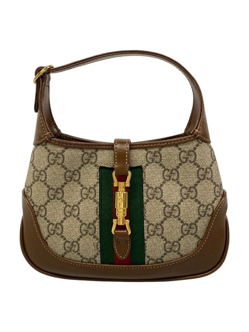 Gucci Handbag Jackie Beige Brown Red Green 2-Way Leather